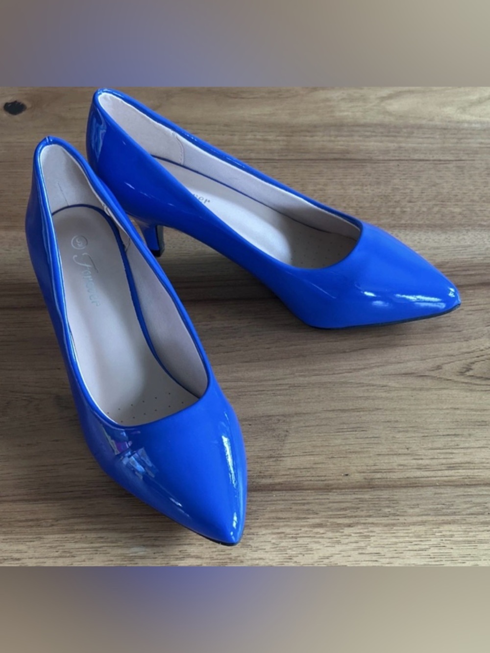 Patent Pointed-Toe Mid Heels in Electric Blue - Women Size 9 Brand New